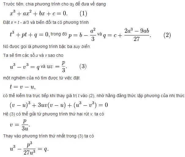 công thức tính delta phương trình bậc 3